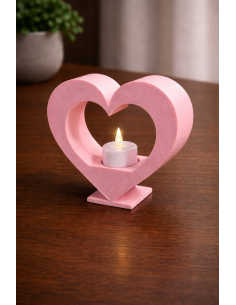 Tealights hold heart – pink (incl. LED tealights)