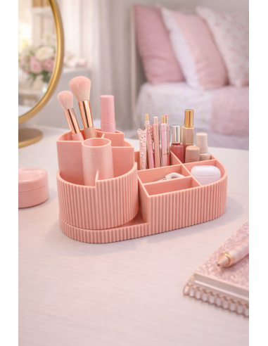Kosmetik Organizer Lyserød – Ribbet Design...