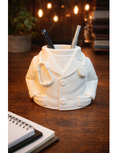 Doctor Pen Holder – White Medical Jacket with Stethoscope