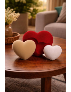 Decorative Hearts Set of 3 Pieces – Fuzzy Texture White... 2