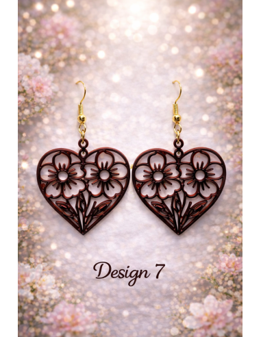3D Printed Earrings – Mahogany Wood Look 9 Designs