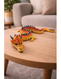 Fleksibel Drage 45cm – Gul Orange sort Articulated Dragon