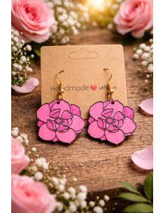 3D printed flower earrings - pink (set)