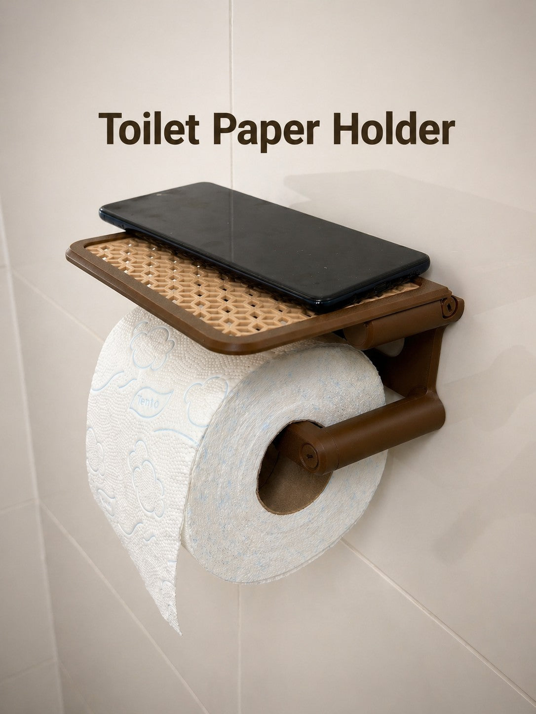Toiletpapirholder med rullelåg og hylde