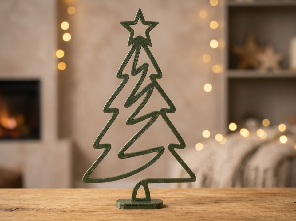 Minimalistisk juletræsfigur med stjerne og standfod