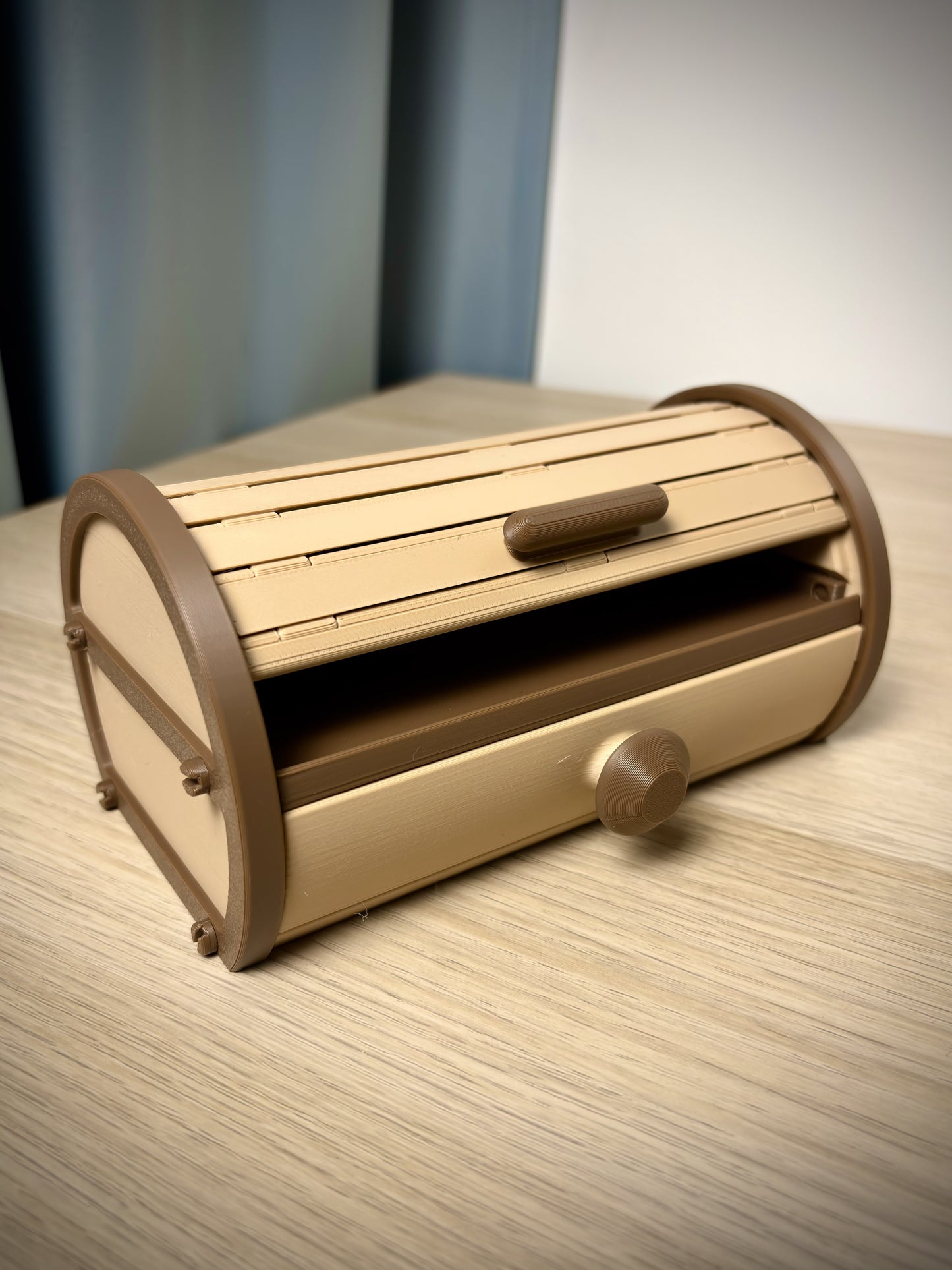 Cylinder Tambour Box – Roll-Top Desk & Workshop Organizer