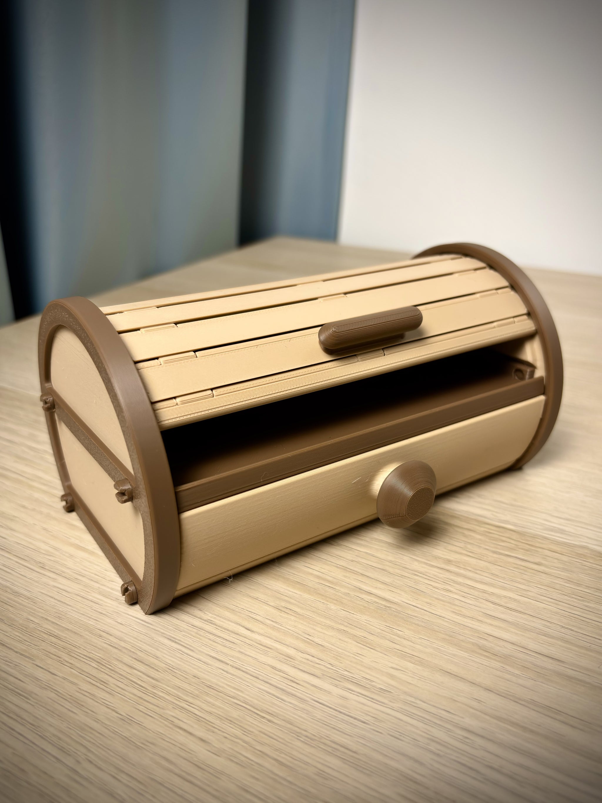 Cylinder Tambour Box – Roll-Top Desk & Workshop Organizer