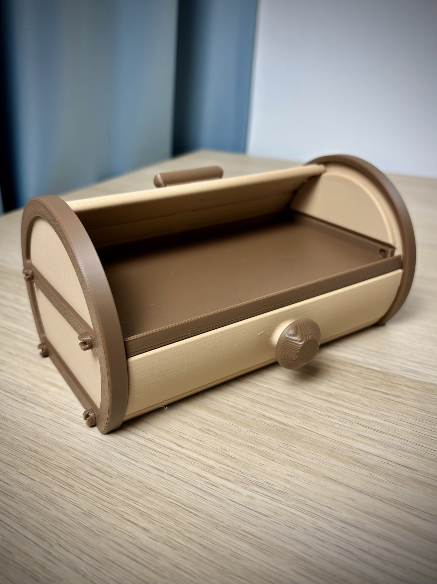 Cylinder Tambour Box – Roll-Top Desk & Workshop Organizer
