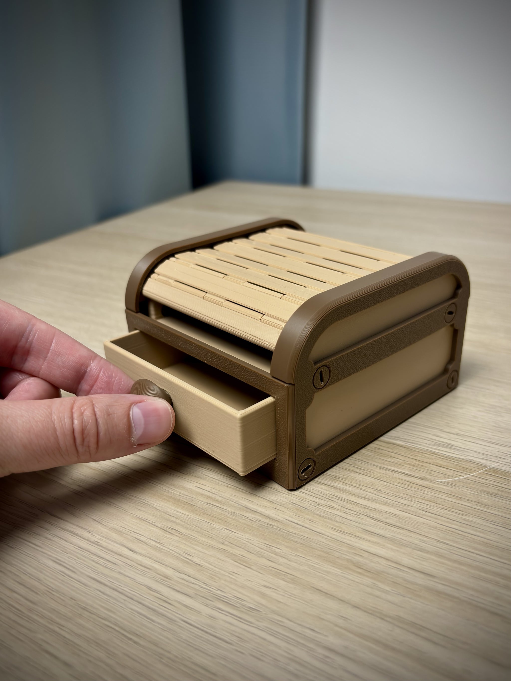 Tambour Roll-Top Organizer Box – Desk & Jewelry Storage