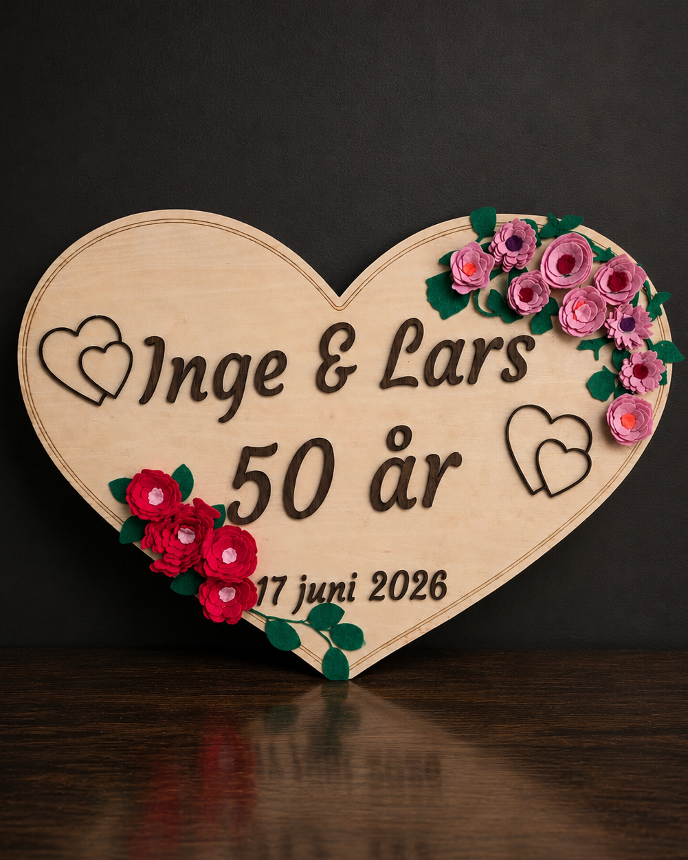 Personalised Heart Sign in Plywood – Wedding & Anniversary