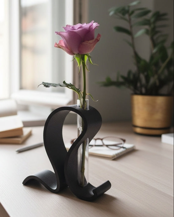Close-up of textured test tube vase stand with matte surface finish
