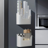 Minimalist wall organizer box with angled forward tilt, close-up view