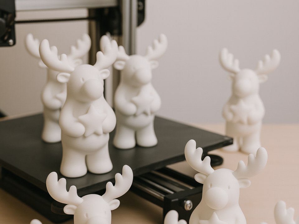 Minimalistisk elgfigur der holder en stjerne