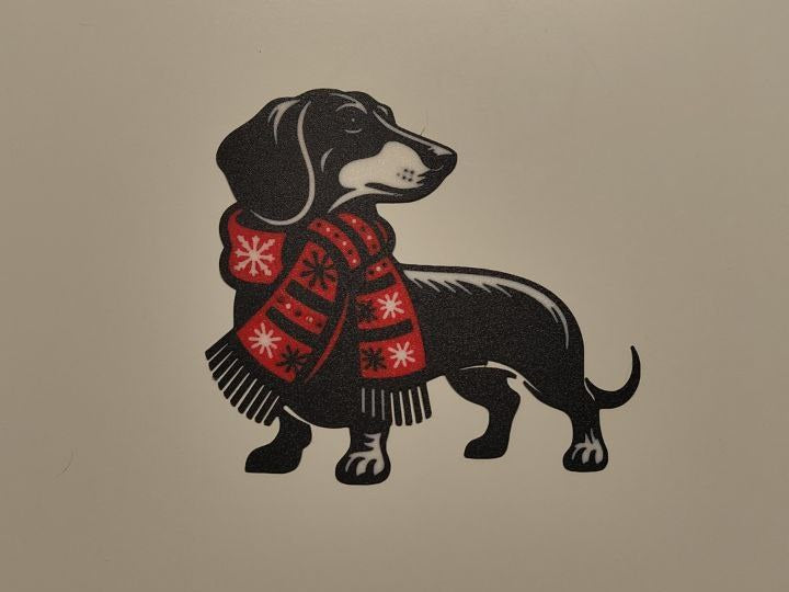 Vægpynt med gravhund i julestemning