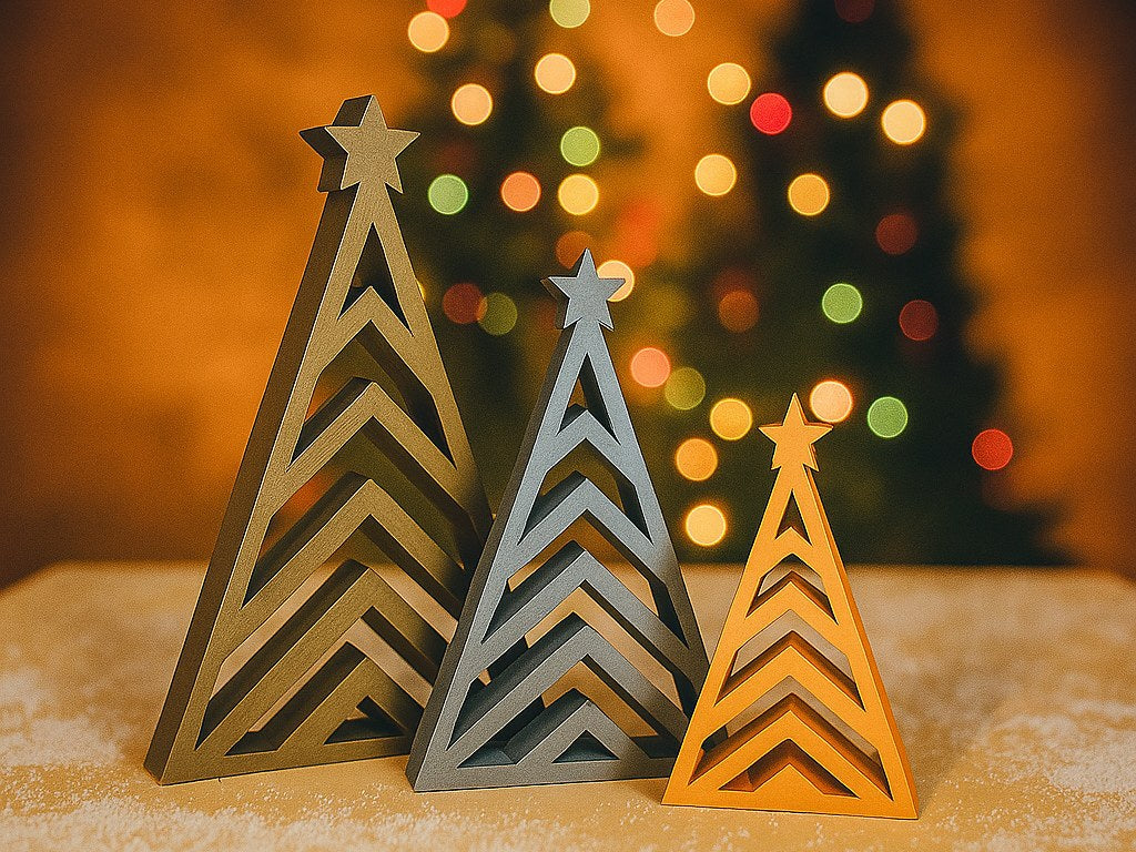 Juletræsfigur i geometrisk design, 3 størrelser