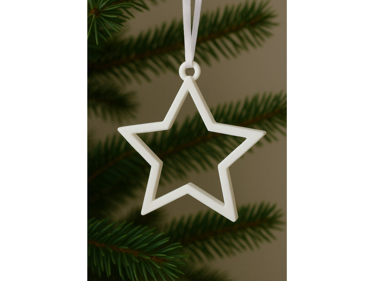 Minimalistisk stjerne som juletræspynt med ophængsøje
