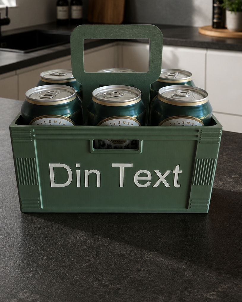 Beer crate with custom text – 6-pack gift box with handle