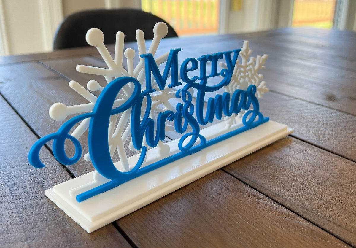 Merry Christmas-skilt – stående julepynt i 3 dele