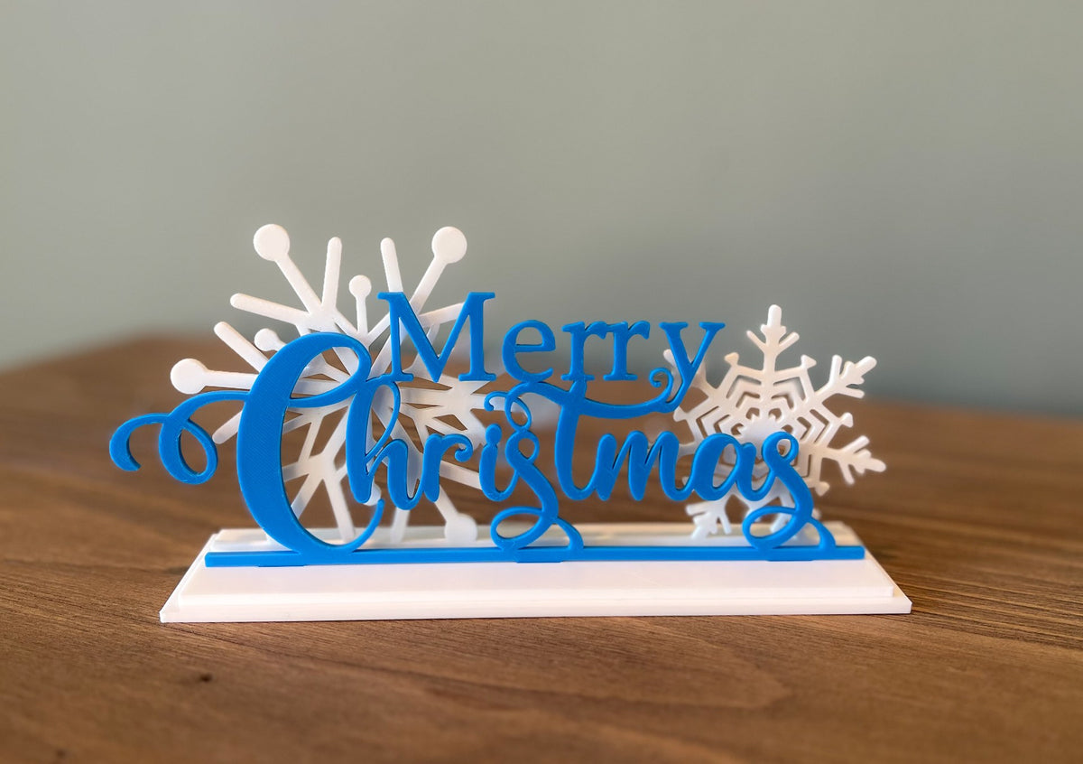 Merry Christmas-skilt – stående julepynt i 3 dele