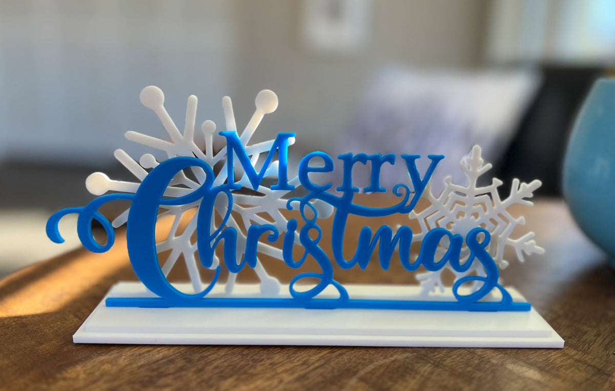 Merry Christmas-skilt – stående julepynt i 3 dele