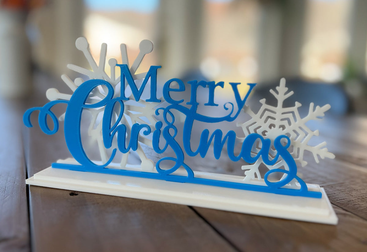 Merry Christmas-skilt – stående julepynt i 3 dele